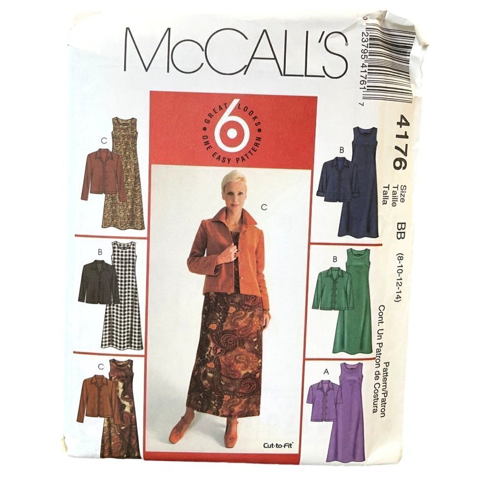 McCalls Sewing Pattern 4176‎ Dress Jacket Misses Size 8-14